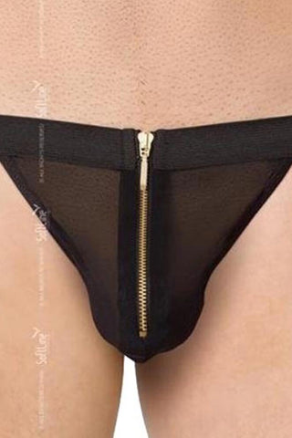 Ανδρικό εσώρουχο Mens Thong with Zipper Μαύρο SFT4526-B