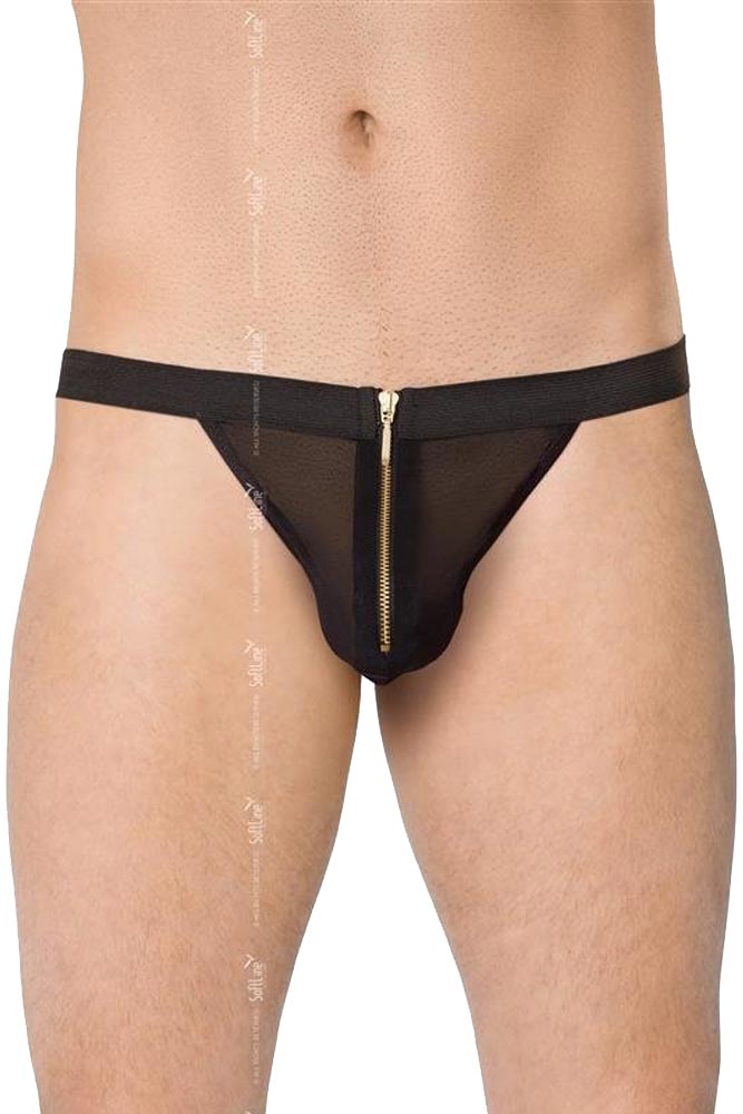 Ανδρικό εσώρουχο Mens Thong with Zipper Μαύρο SFT4526-B