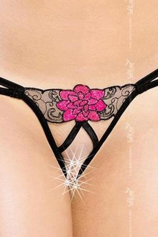 Γυναικείο εσώρουχο Softland Rose G-String Μαύρο SFL2448