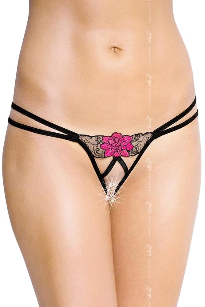 Γυναικείο εσώρουχο Softland Rose G-String Μαύρο SFL2448