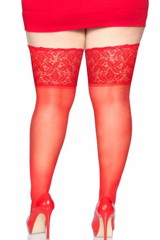 Leg Avenue - Κάλτσες Ζαρτιέρας - Leg Avenue stockings κόκκινες LG9750Q - E-string.gr