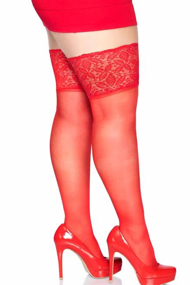 Leg Avenue - Κάλτσες Ζαρτιέρας - Leg Avenue stockings κόκκινες LG9750Q - E-string.gr