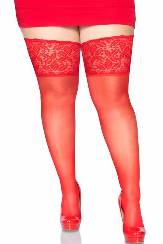 Leg Avenue - Κάλτσες Ζαρτιέρας - Leg Avenue stockings κόκκινες LG9750Q - E-string.gr