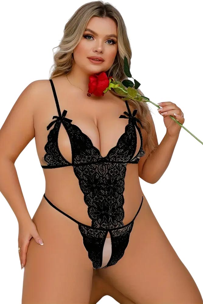 Γυναικείο Κορμάκι Plus Size Annamu Μαύρο A-1025