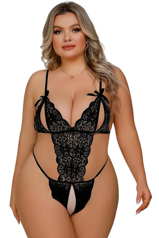 Γυναικείο Κορμάκι Plus Size Annamu Μαύρο A-1025