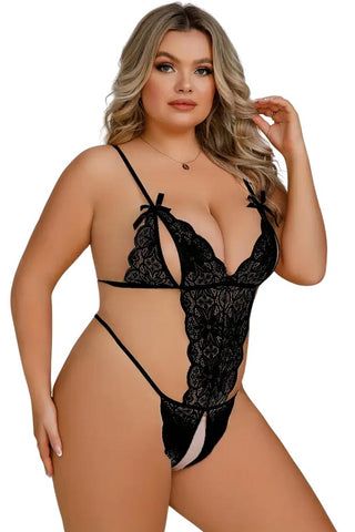 Γυναικείο Κορμάκι Plus Size Annamu Μαύρο A-1025