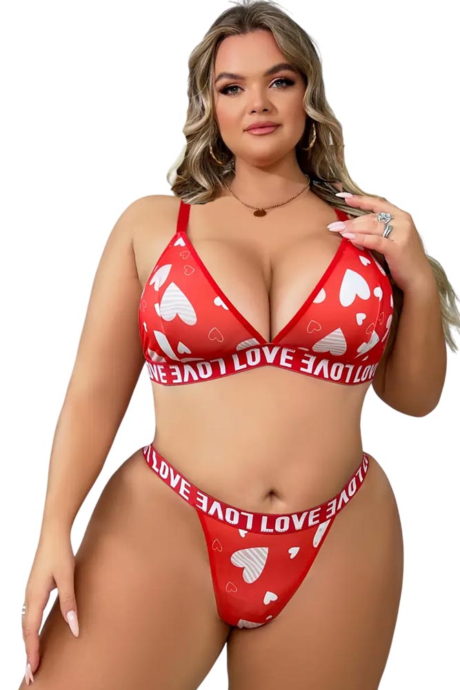 Γυναικείο Set Plus Size Annamu Κόκκινο A-1042