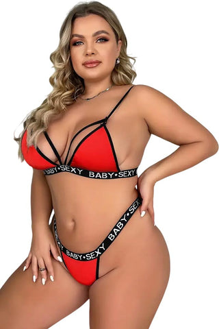 Γυναικείο Set Plus Size Annamu Κόκκινο Μαύρο A-1043