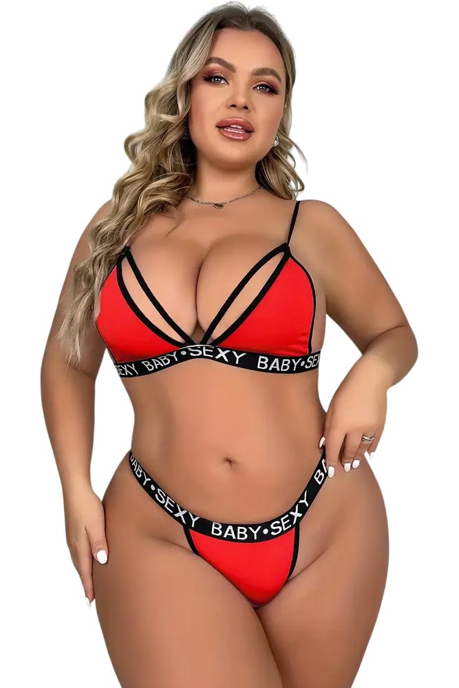 Γυναικείο Set Plus Size Annamu Κόκκινο Μαύρο A-1043