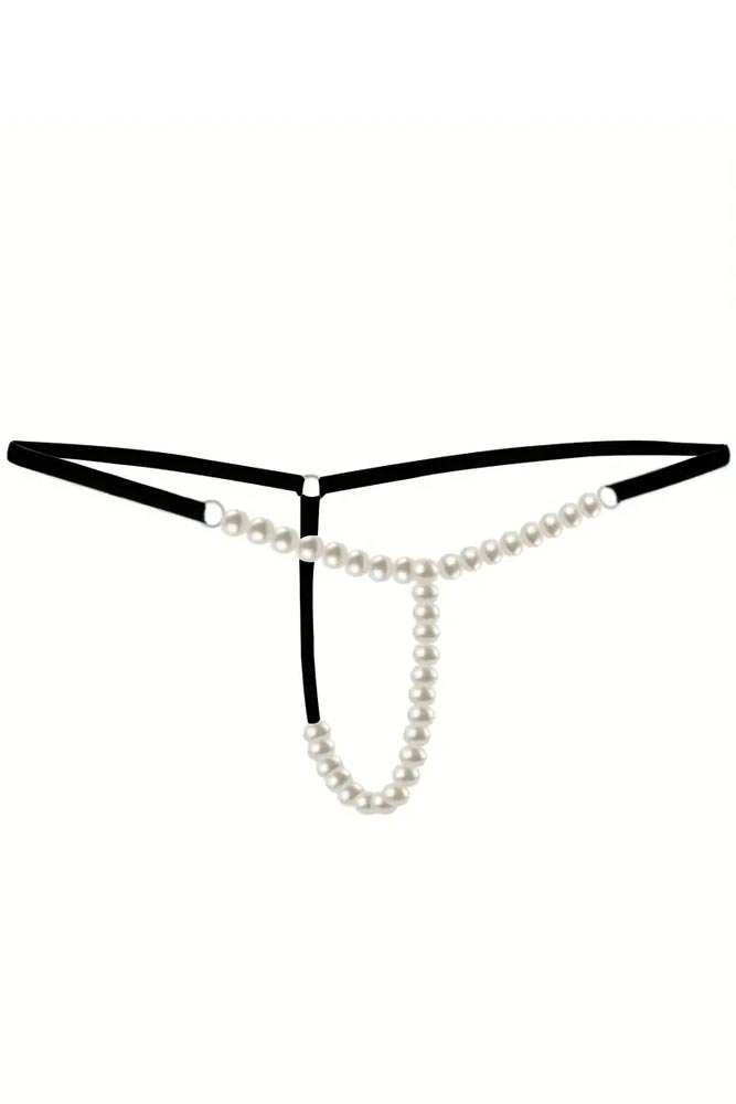 Γυναικείο εσώρουχο Annamu Pearl thong Μαύρο A-1010