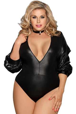 Subblime - Plus Size Κορμάκι - Subblime Long Sleeve Teddy Μαύρο S-220730 - E-string.gr