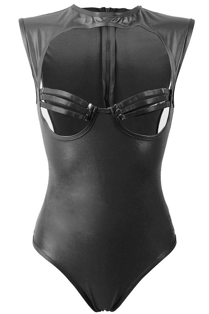 Subblime - Plus Size Κορμάκι - Subblime Uncovered Breast Teddy Μαύρο S-220739 - E-string.gr