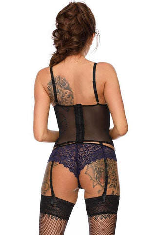 Excellent Beauty - Γυναικείος Κορσές - Excellent Beauty Corset Μαύρος-Μπλε C-420 - E-string.gr