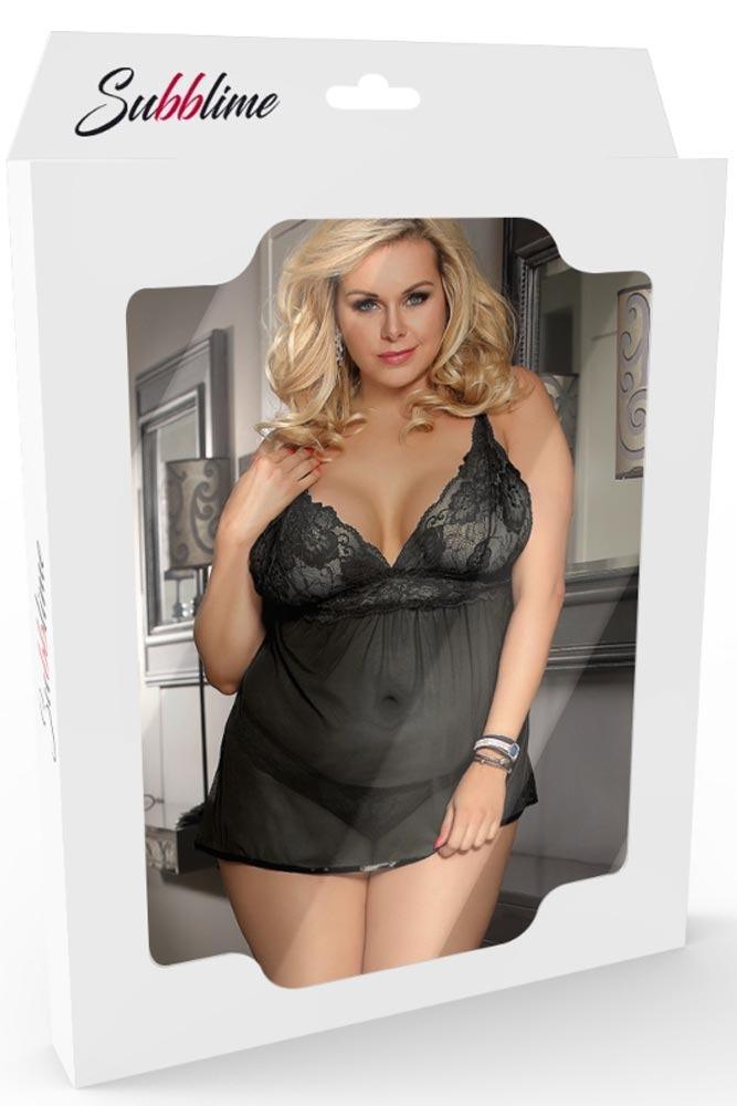 Subblime - Plus Size Σετ Εσώρουχα - Subblime Fringed Set Μαύρο S-220678 - E-string.gr