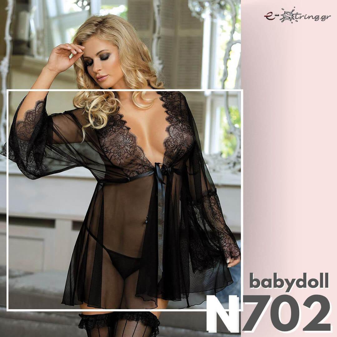 Excellent Beauty - Γυναικείο Babydoll - Excellent Beauty Μαύρο N-702 - E-string.gr