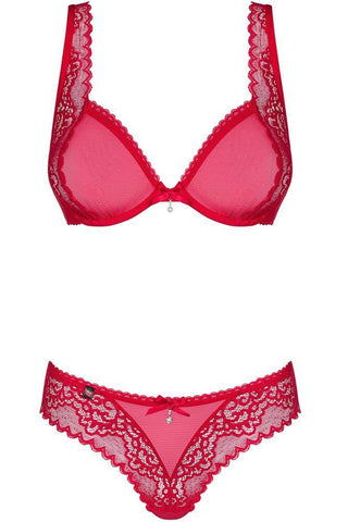 Obsessive - Γυναικείο σετ εσωρούχων - Obsessive Rougebelle- set 2 pcs κόκκινο OB3369 - E-string.gr